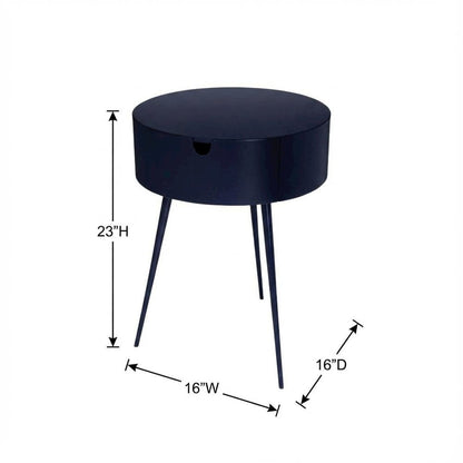 Navy Nightstand with Contemporary Finish and Stylish Design