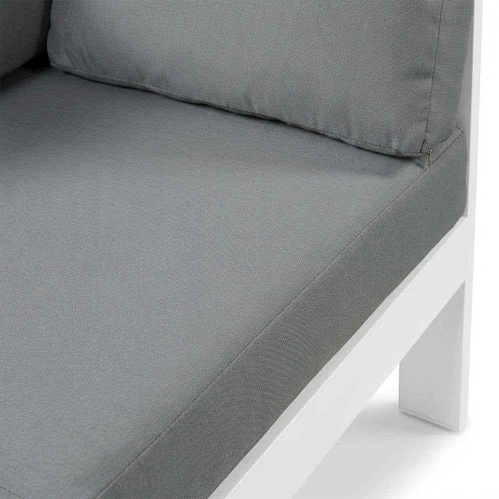 Gray Fabric Outdoor Corner Chair With Aluminum Frame And Contemporary Style