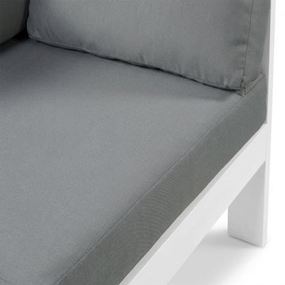 Gray Fabric Outdoor Corner Chair With Aluminum Frame And Contemporary Style