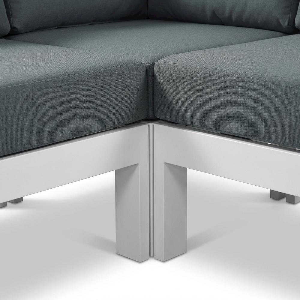 Gray Fabric Outdoor Patio Modular Sectional, Contemporary Style, Cushioned Seats