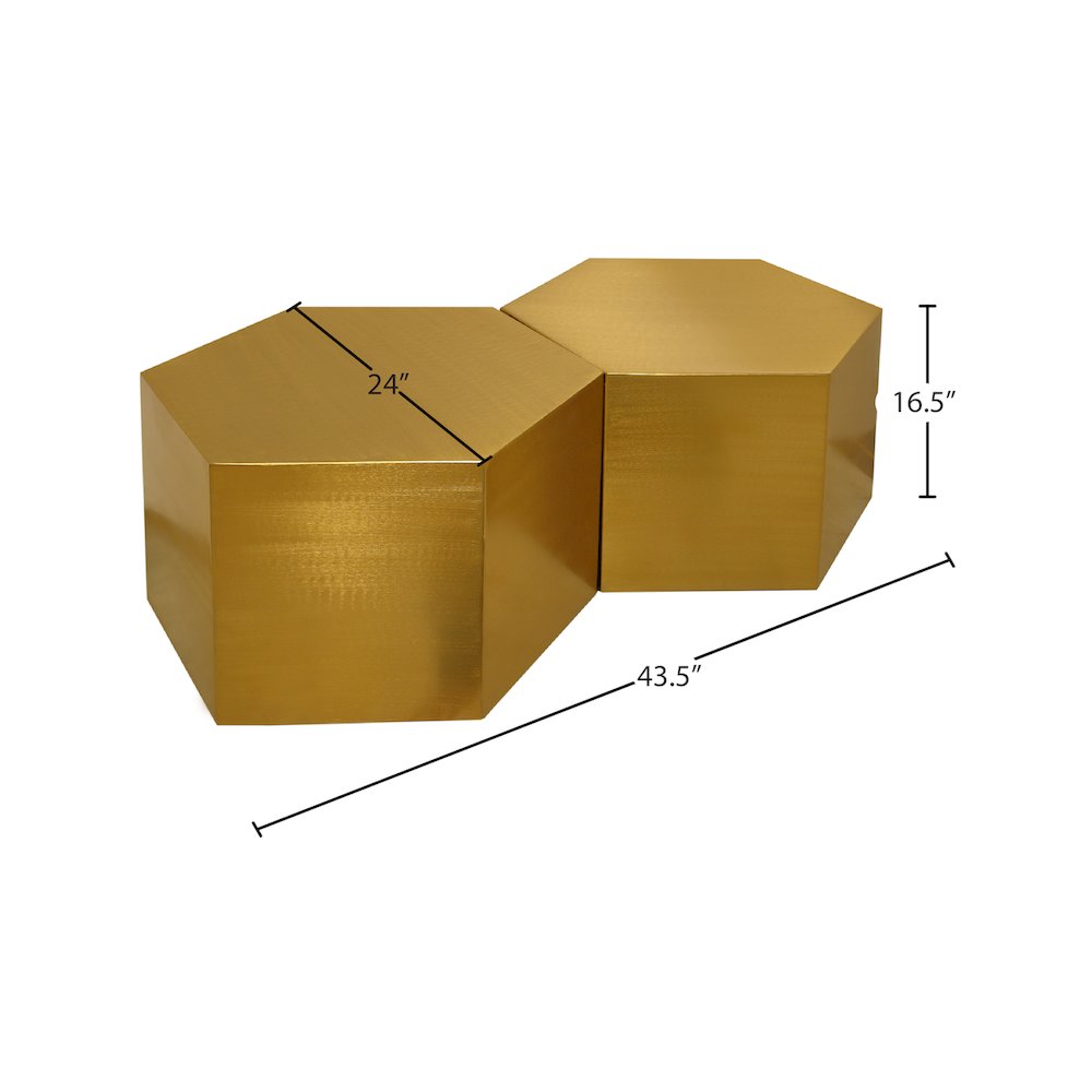 Hexagon Brushed Gold Coffee Table