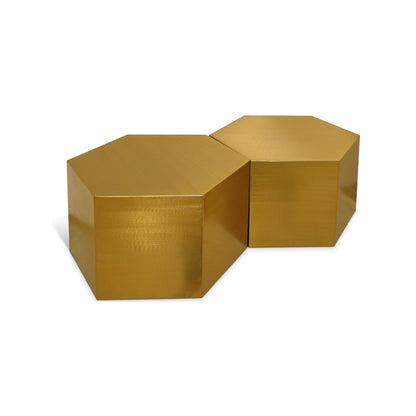 Hexagon Brushed Gold Coffee Table