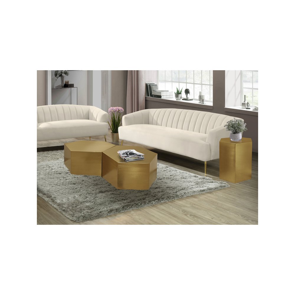Hexagon Brushed Gold Coffee Table
