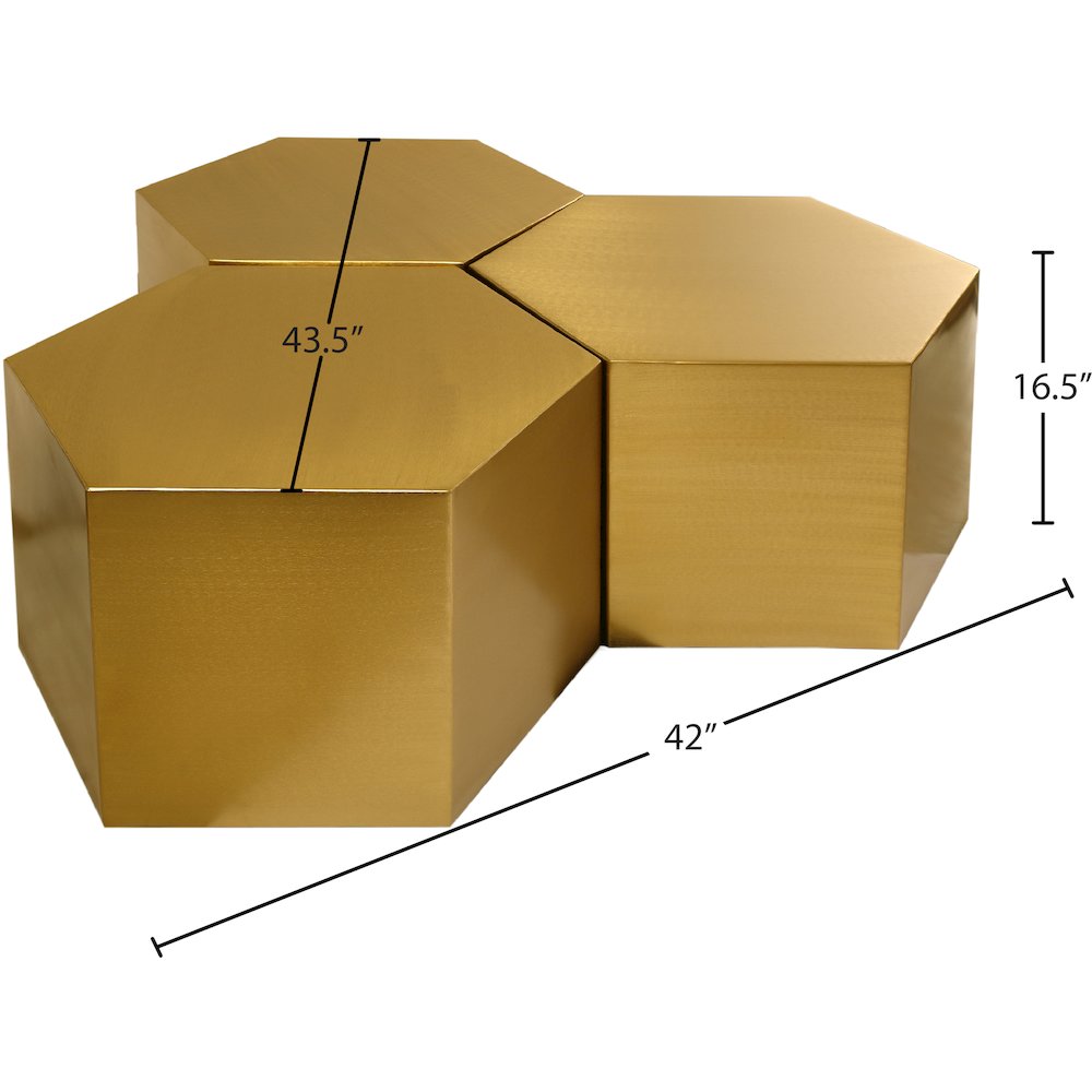 Hexagon Brushed Gold Coffee Table