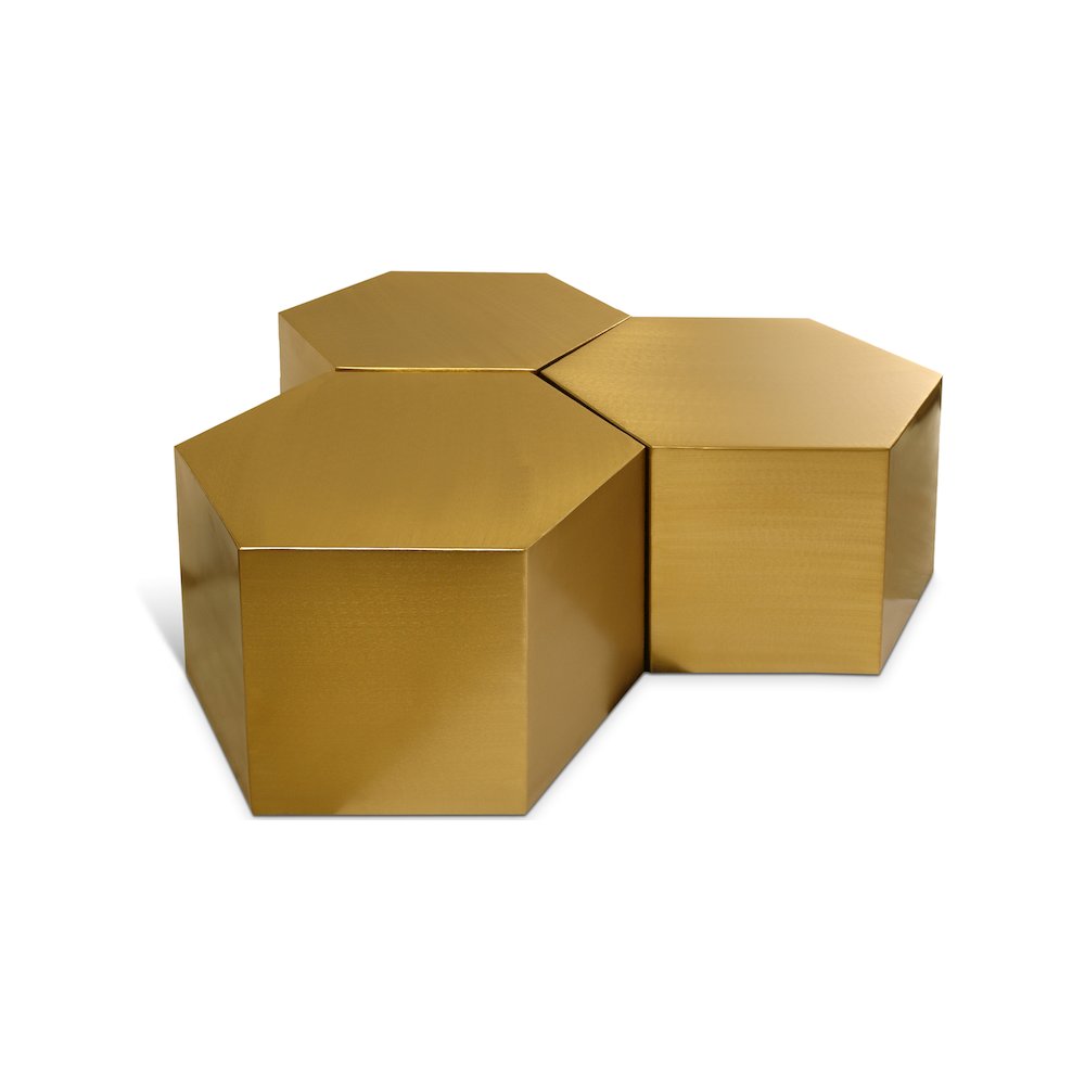 Hexagon Brushed Gold Coffee Table