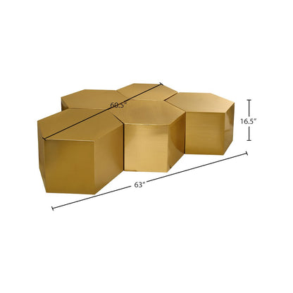 Hexagon Brushed Gold Coffee Table
