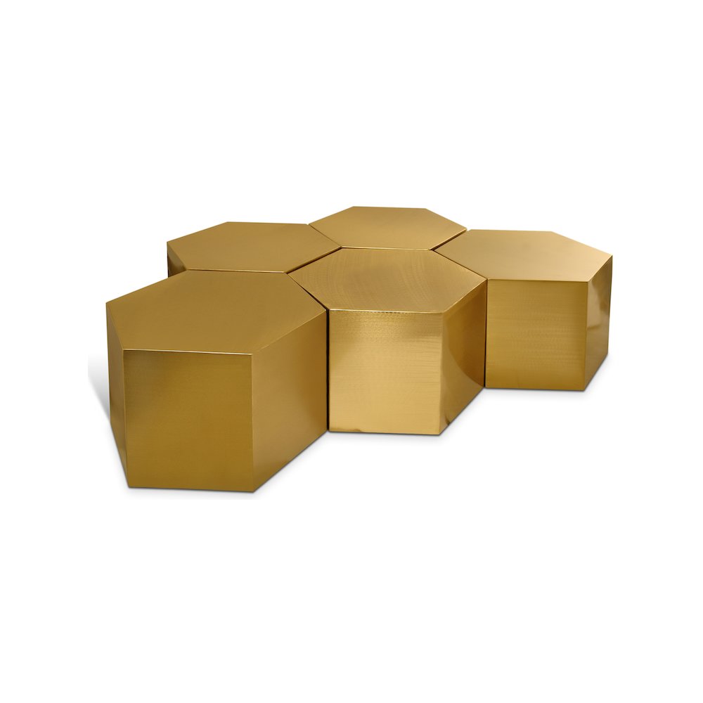 Hexagon Brushed Gold Coffee Table