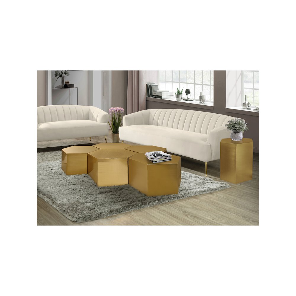 Hexagon Brushed Gold Coffee Table