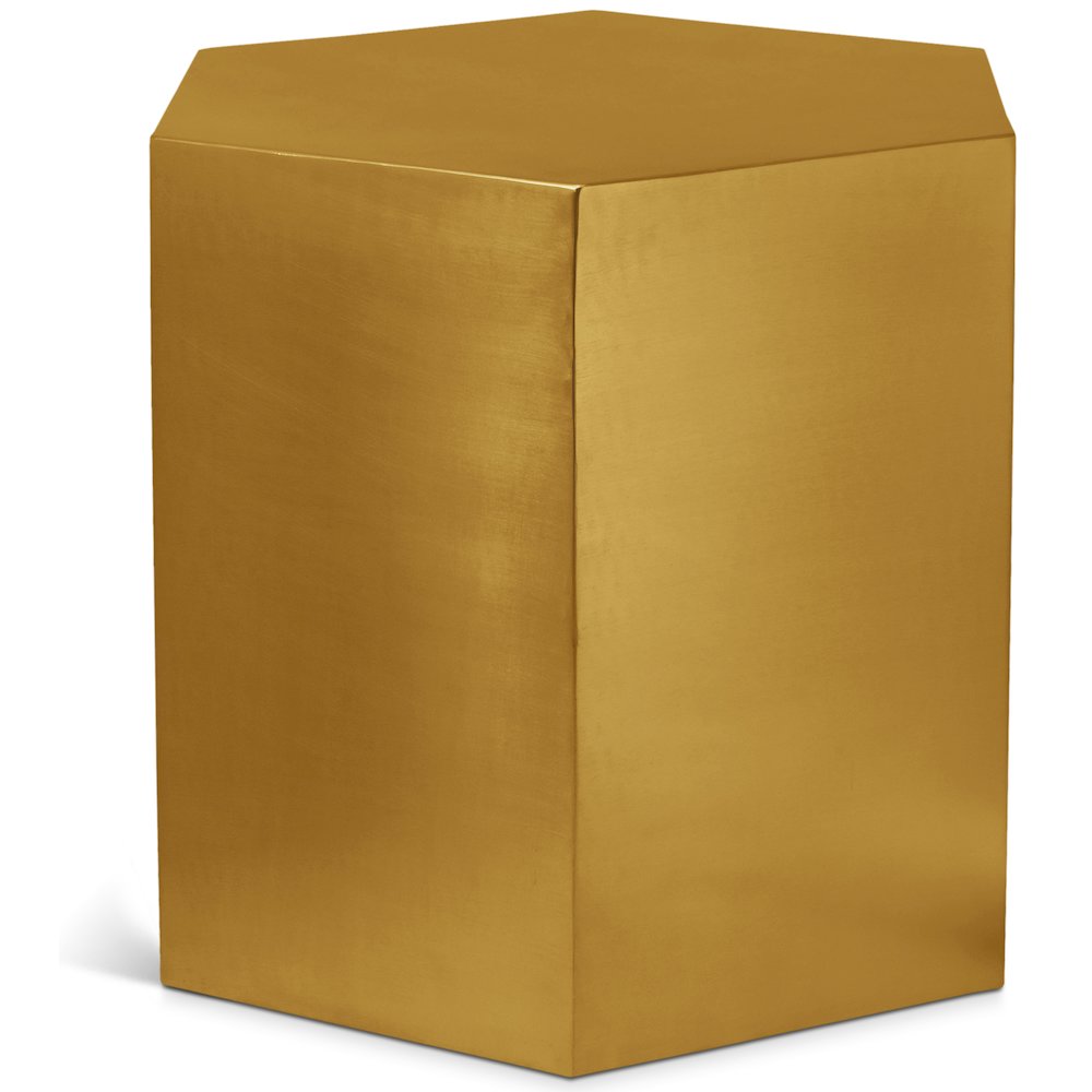 Hexagon Brushed Gold End Table