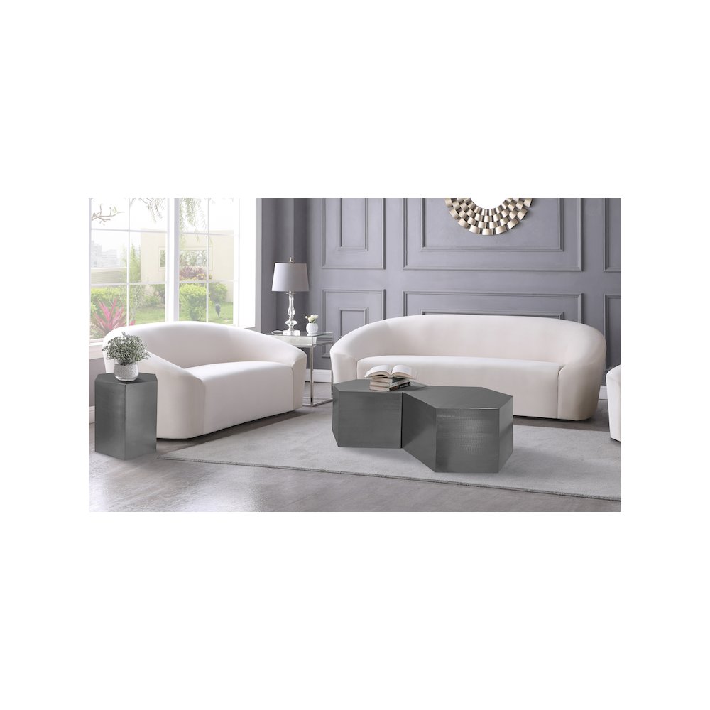 Hexagon Brushed Chrome Coffee Table