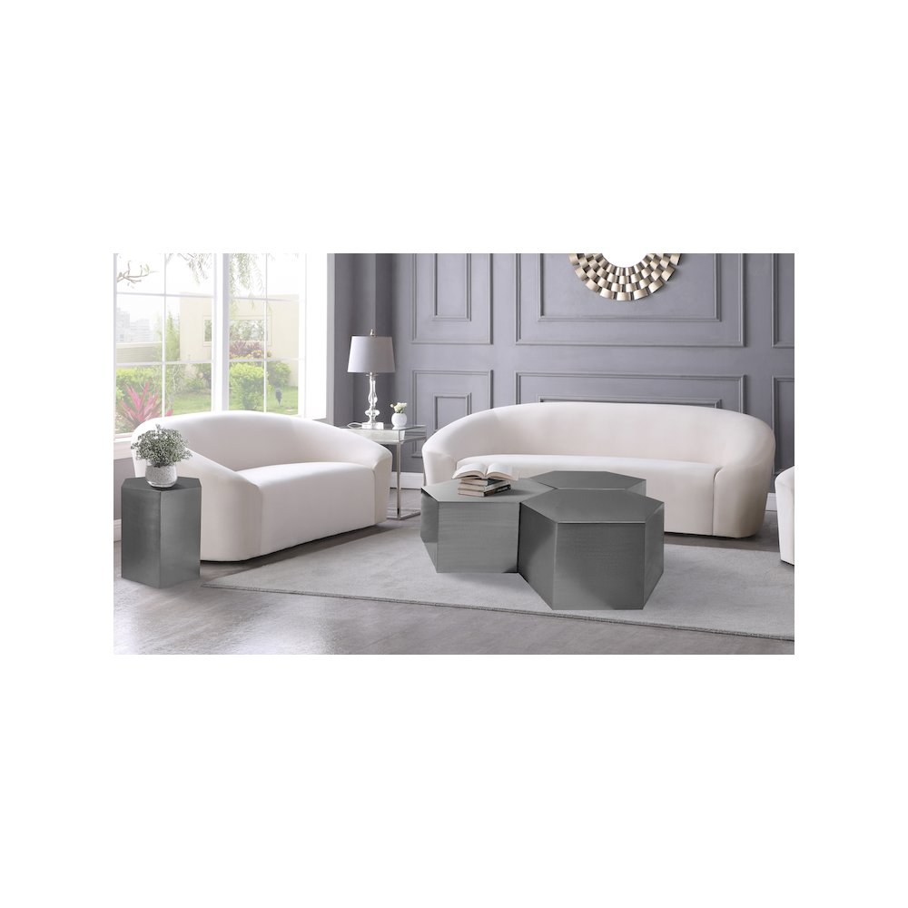 Hexagon Brushed Chrome Coffee Table