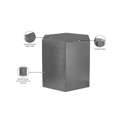 Hexagon Brushed Chrome End Table