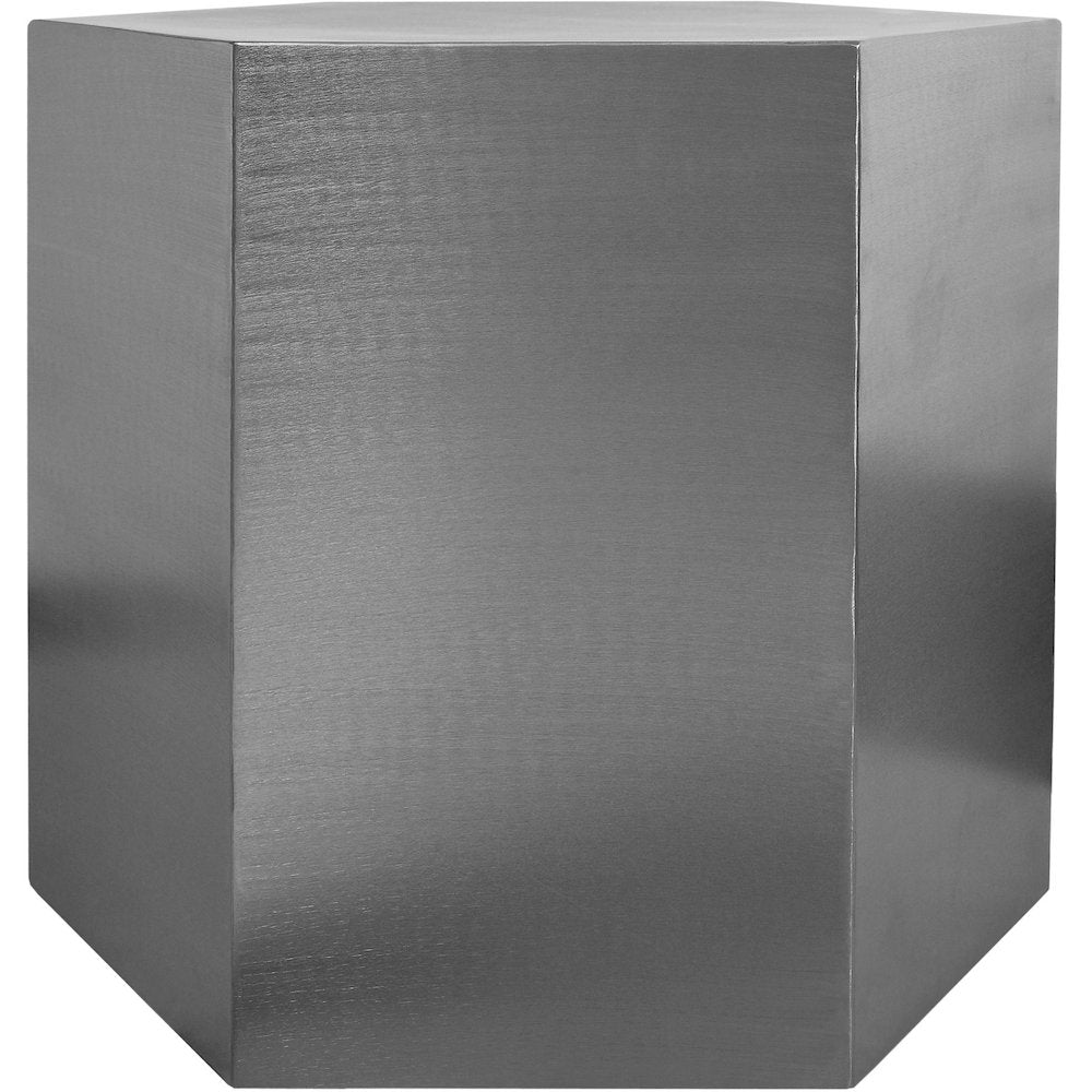 Hexagon Brushed Chrome End Table