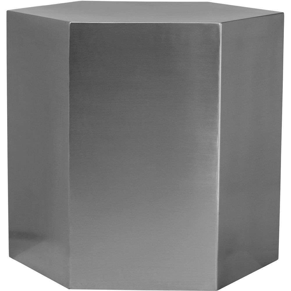 Hexagon Brushed Chrome End Table