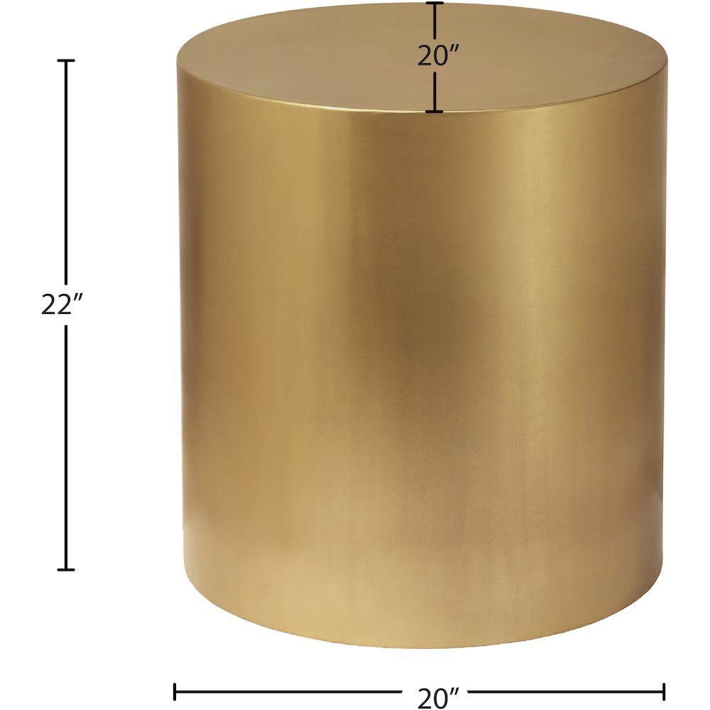 Cylinder Brushed Gold End Table