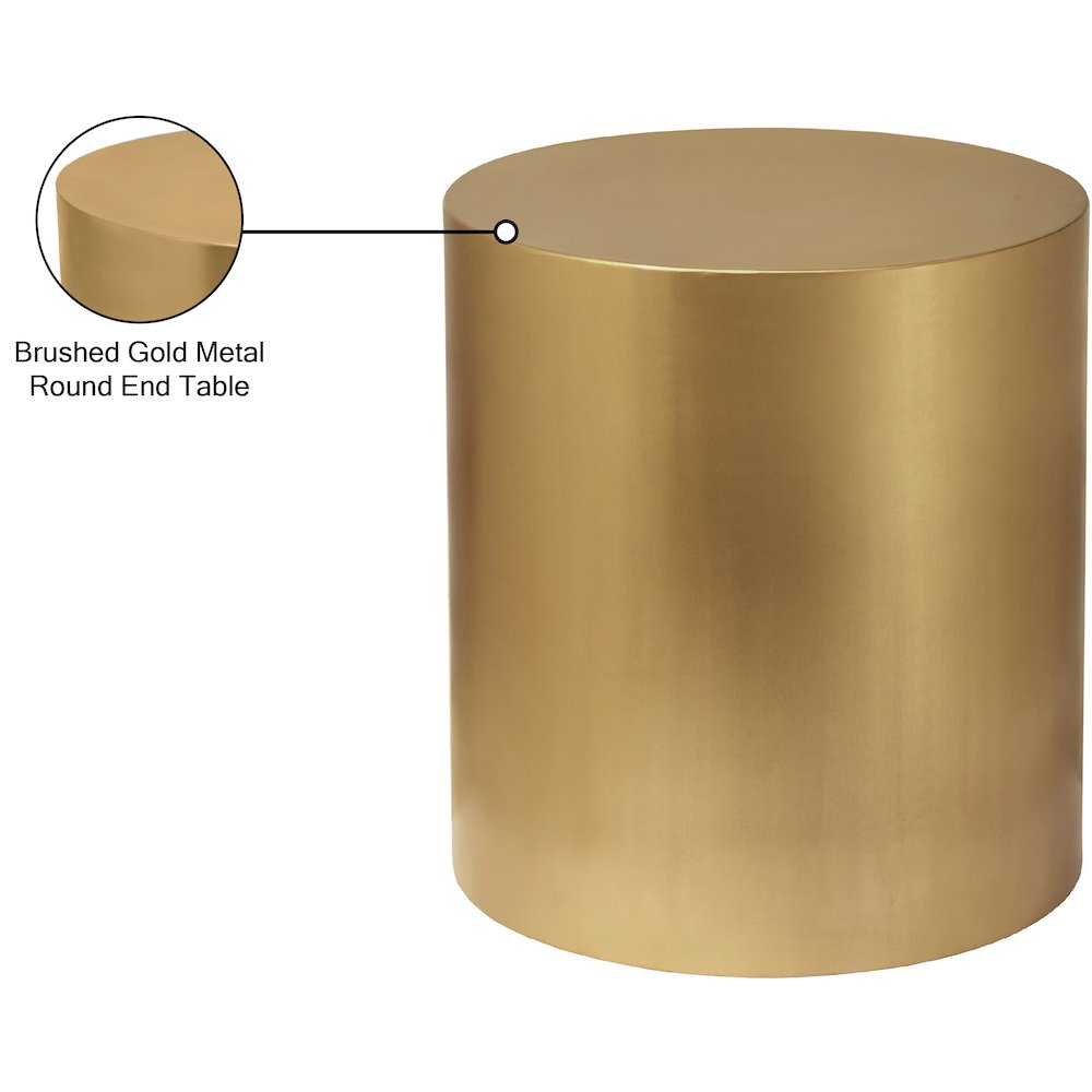 Cylinder Brushed Gold End Table
