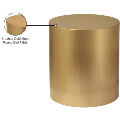 Cylinder Brushed Gold End Table
