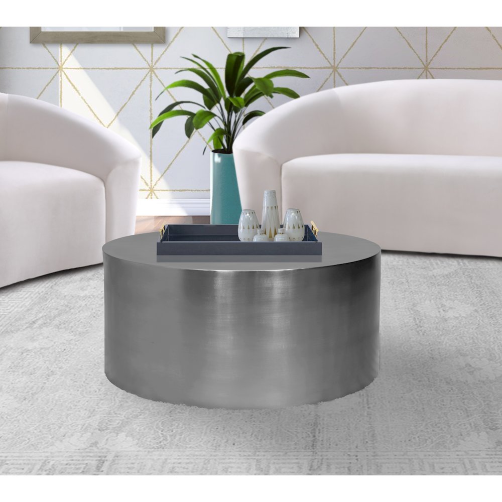 Cylinder Brushed Chrome Coffee Table