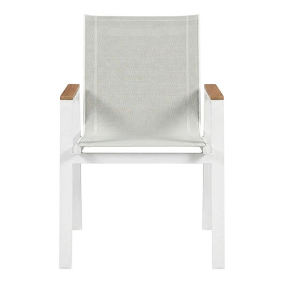 White Mesh Fabric Outdoor Patio Dining Armchair Set Of 2 With Contemporary Style