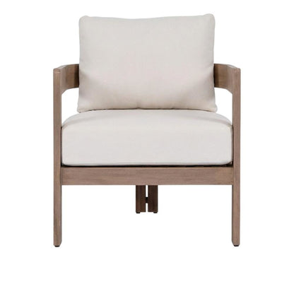 Cream Fabric Outdoor Patio Chair With Pillow And Contemporary Style