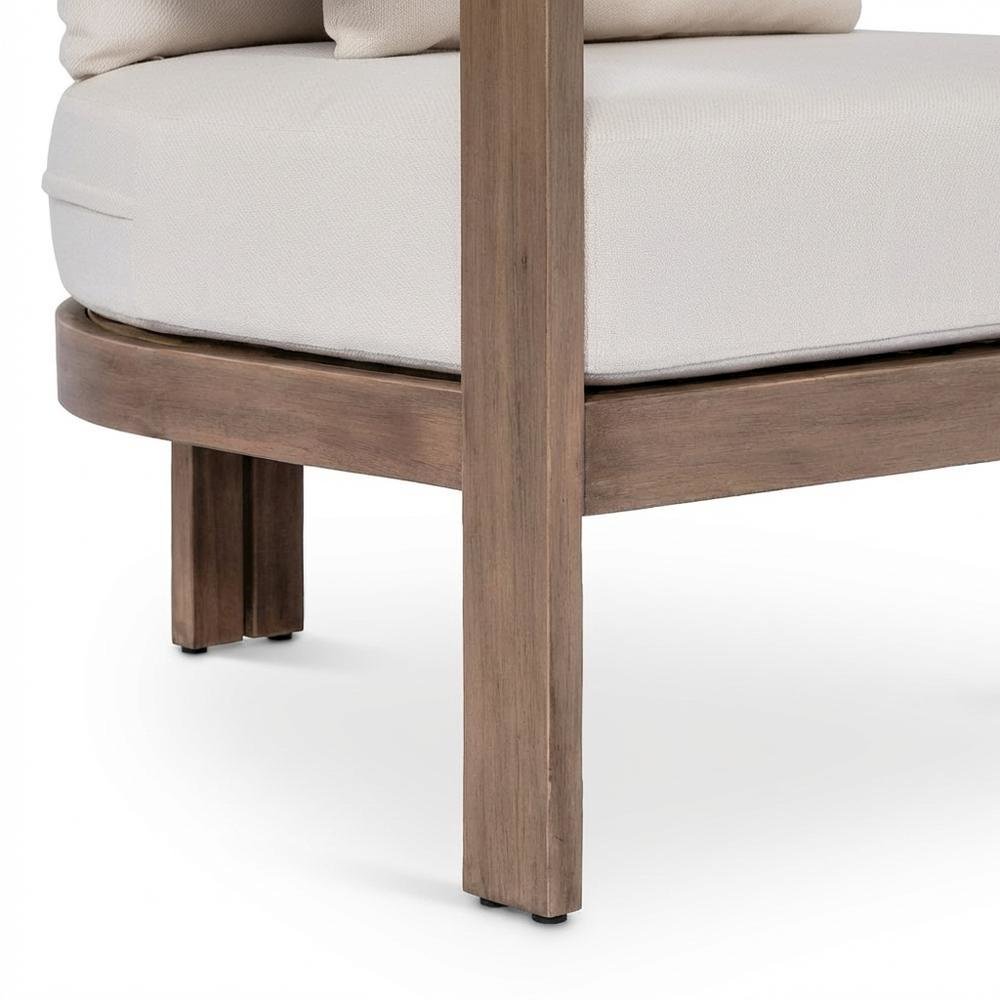 Cream Fabric Outdoor Patio Chair With Pillow And Contemporary Style