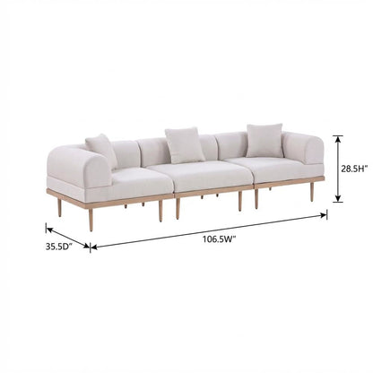 Beige Fabric Outdoor Modular Sofa With Cushions And Contemporary Style