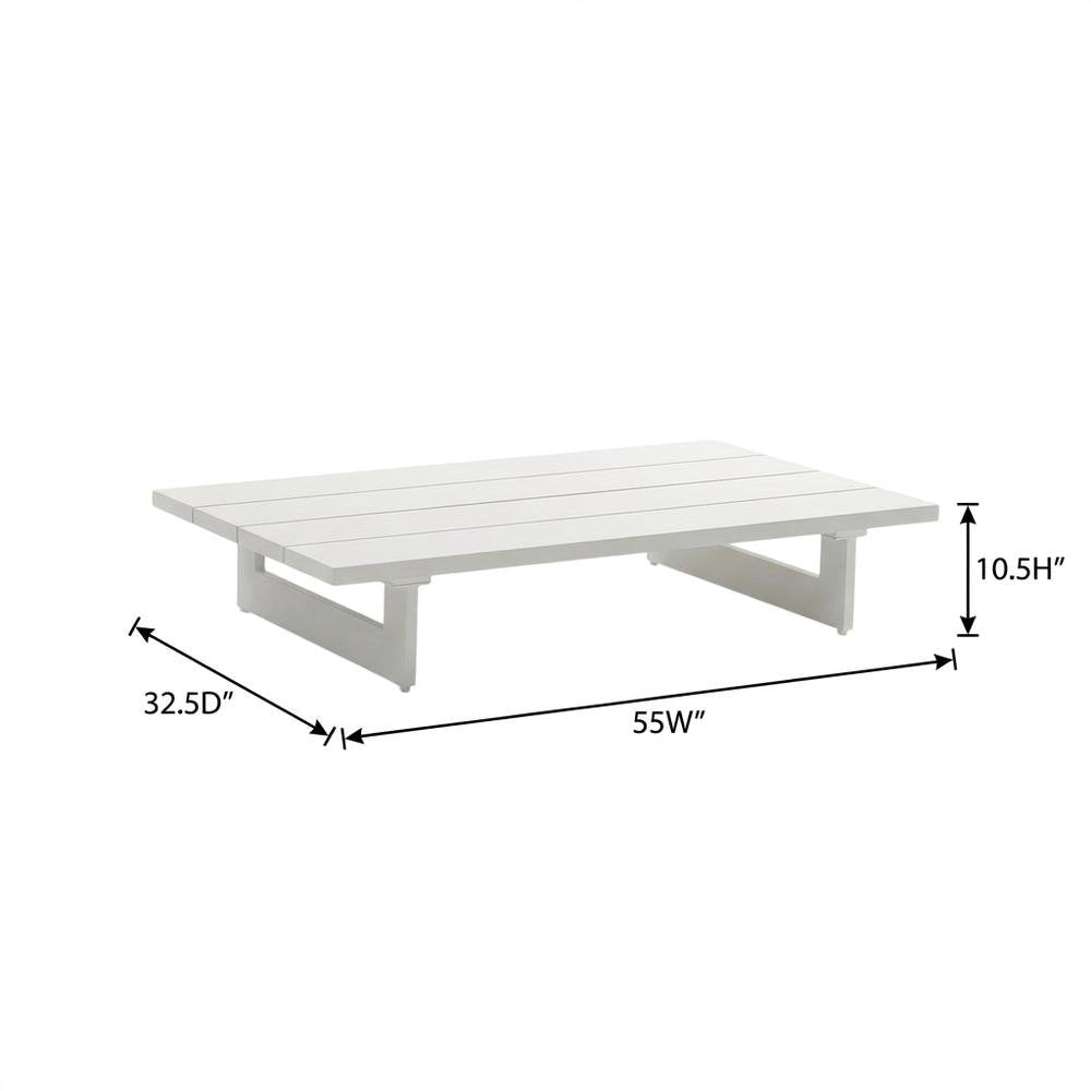 White Outdoor Patio Coffee Table With Contemporary Style And Durable Finish