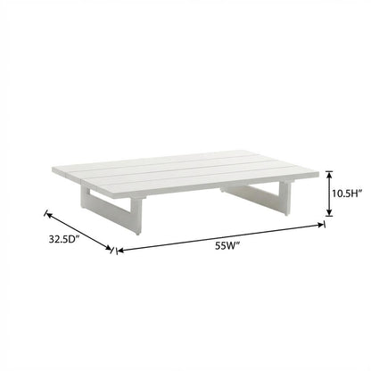 White Outdoor Patio Coffee Table With Contemporary Style And Durable Finish