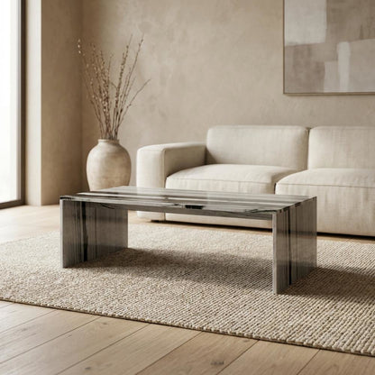 Contemporary Marble Coffee Table with Durable Panda Finish