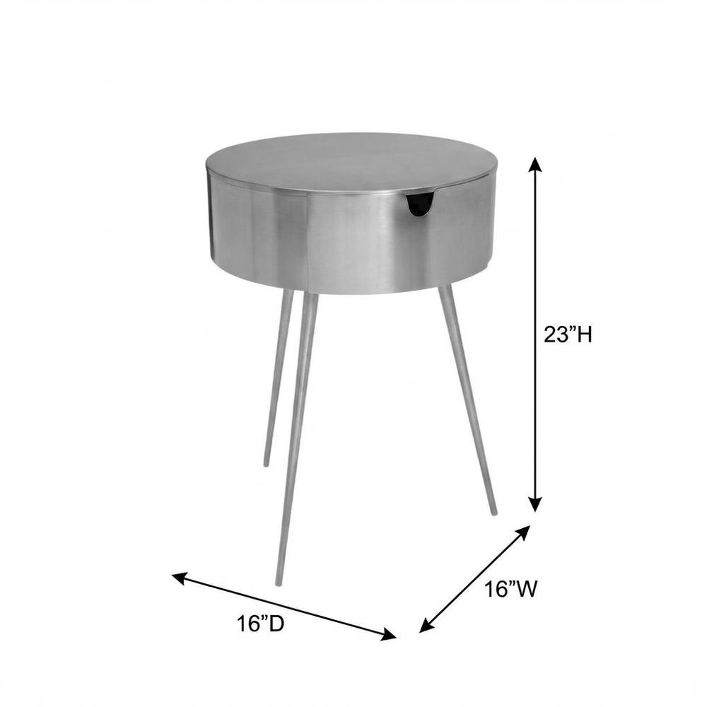 Silver Bedroom Nightstand with Contemporary Style and Sleek Finish