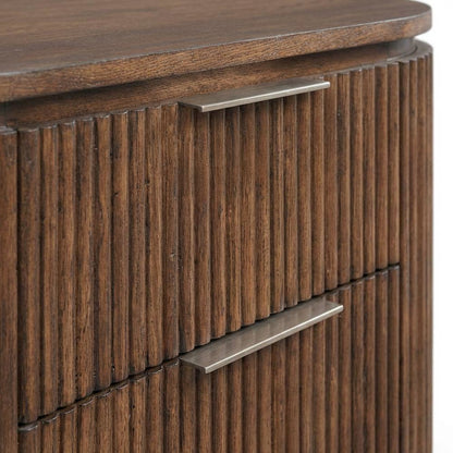Contemporary Brown Wood Nightstand with Solid Wood and Oak Veneer Finish