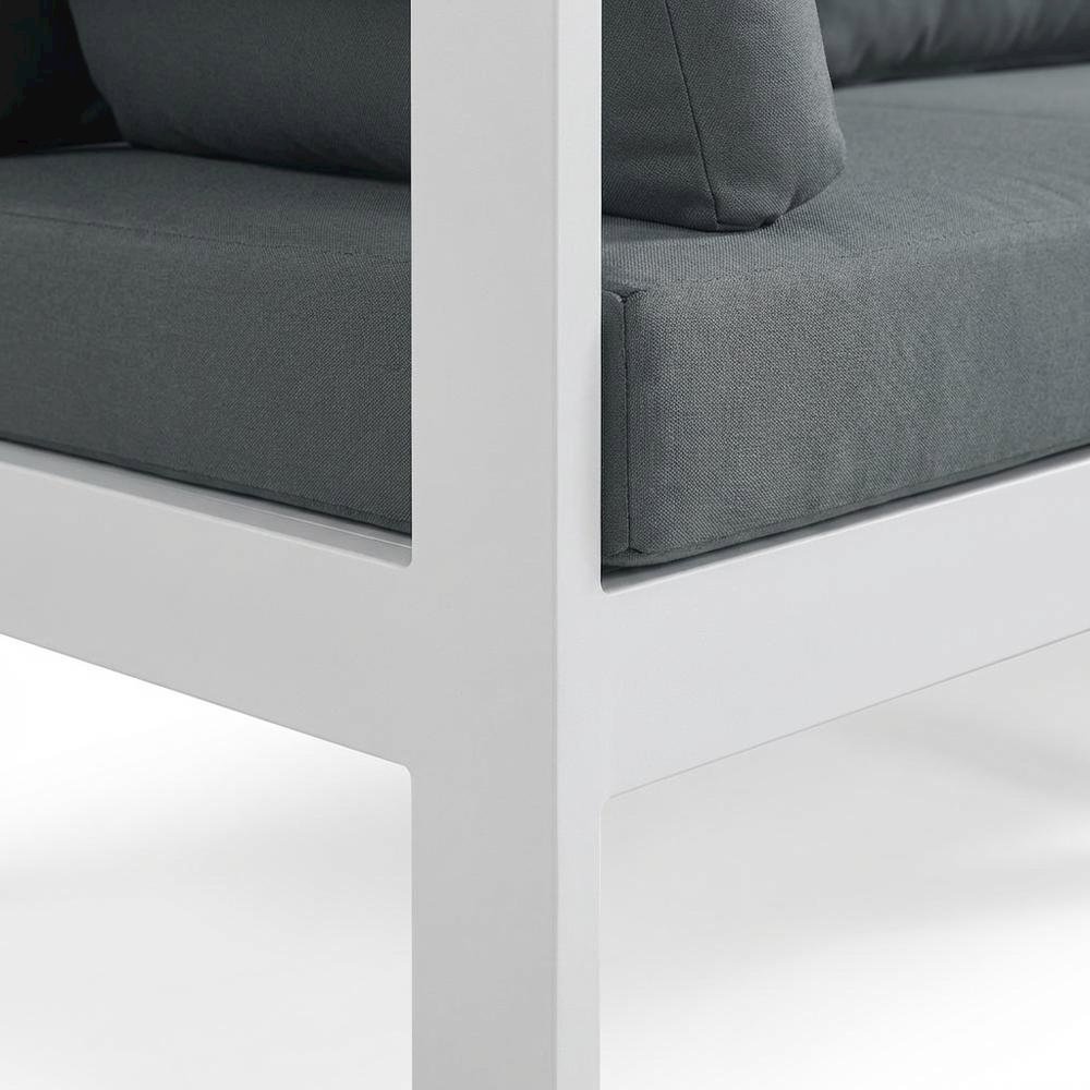 Gray Fabric Outdoor Modular Sofa With Contemporary Style And Cushioned Seating