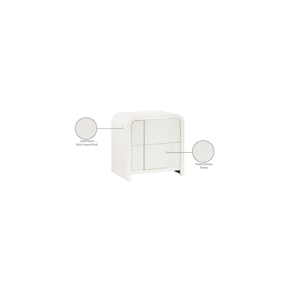 Fluted Cream Night Stand