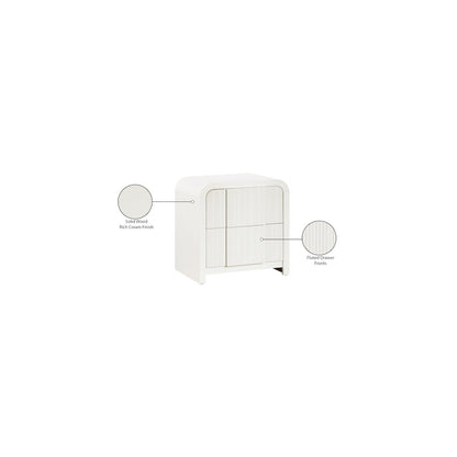 Fluted Cream Night Stand