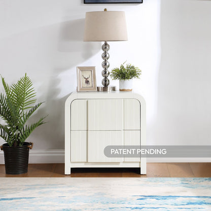 Fluted Cream Night Stand