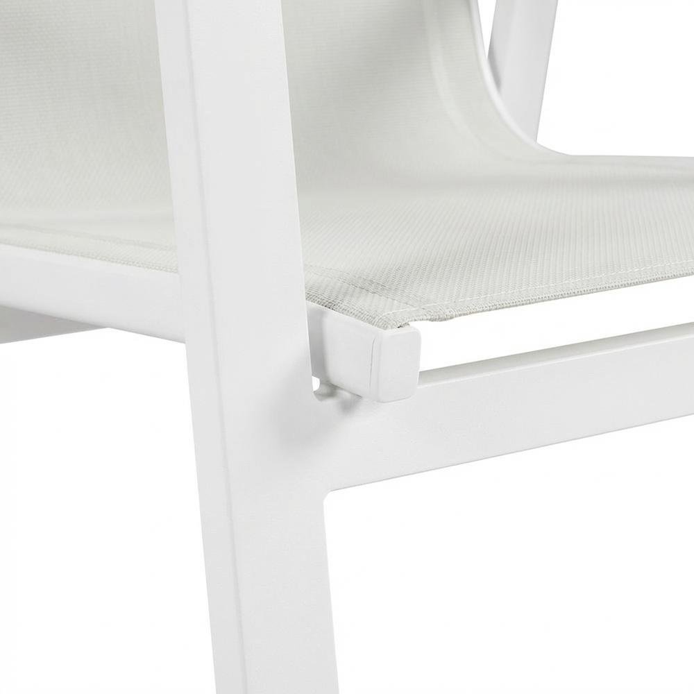 White Mesh Fabric Outdoor Patio Dining Armchair Set Of 2 With Contemporary Style