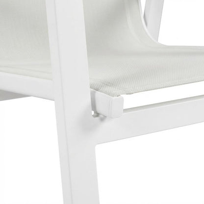 White Mesh Fabric Outdoor Patio Dining Armchair Set Of 2 With Contemporary Style