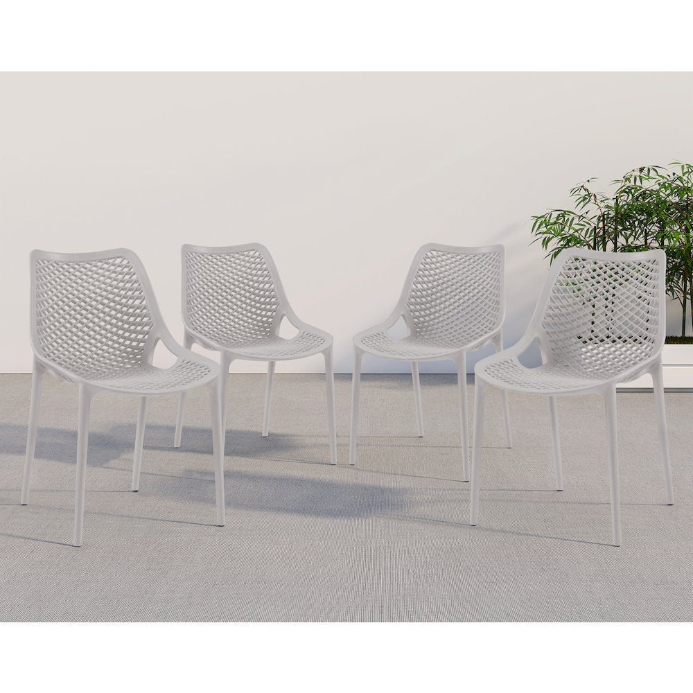 Mykonos Grey Outdoor Patio Dining Chair, Set of 4