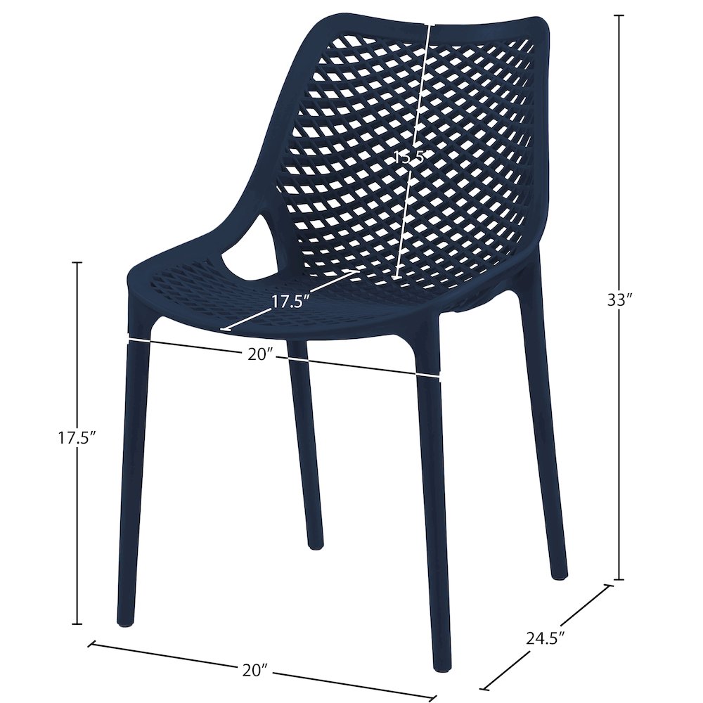 Mykonos Navy Outdoor Patio Dining Chair, Set of 4