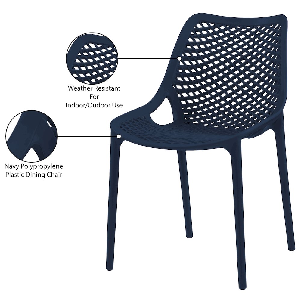 Mykonos Navy Outdoor Patio Dining Chair, Set of 4