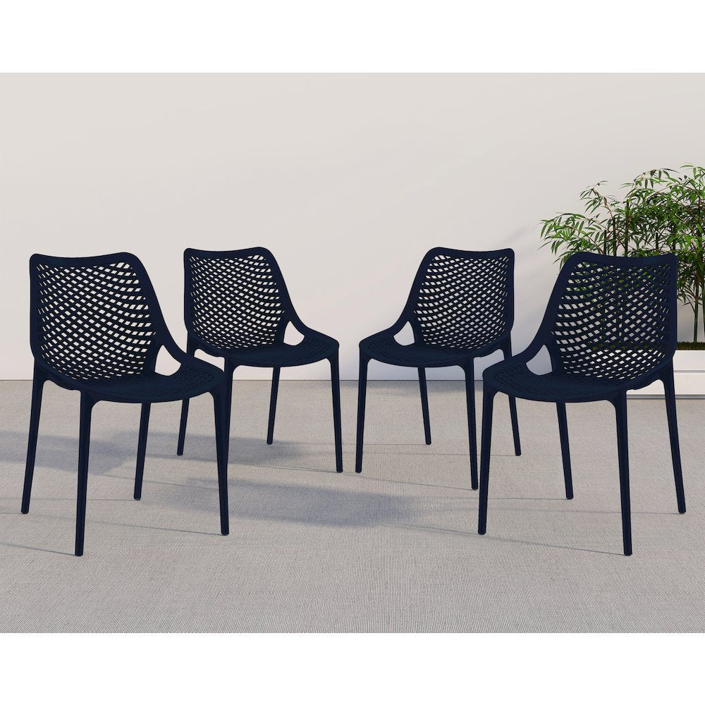Mykonos Navy Outdoor Patio Dining Chair, Set of 4