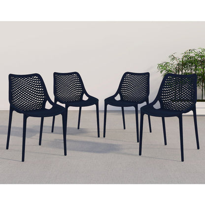 Mykonos Navy Outdoor Patio Dining Chair, Set of 4