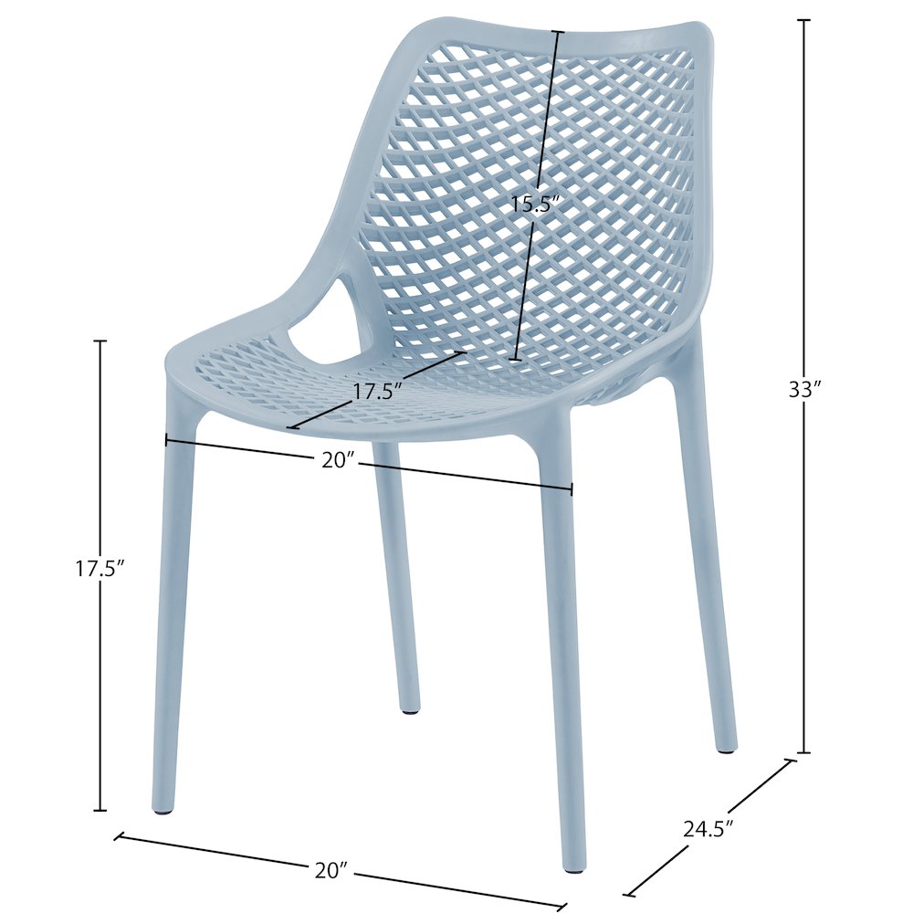 Mykonos Sky Blue Outdoor Patio Dining Chair, Set of 4