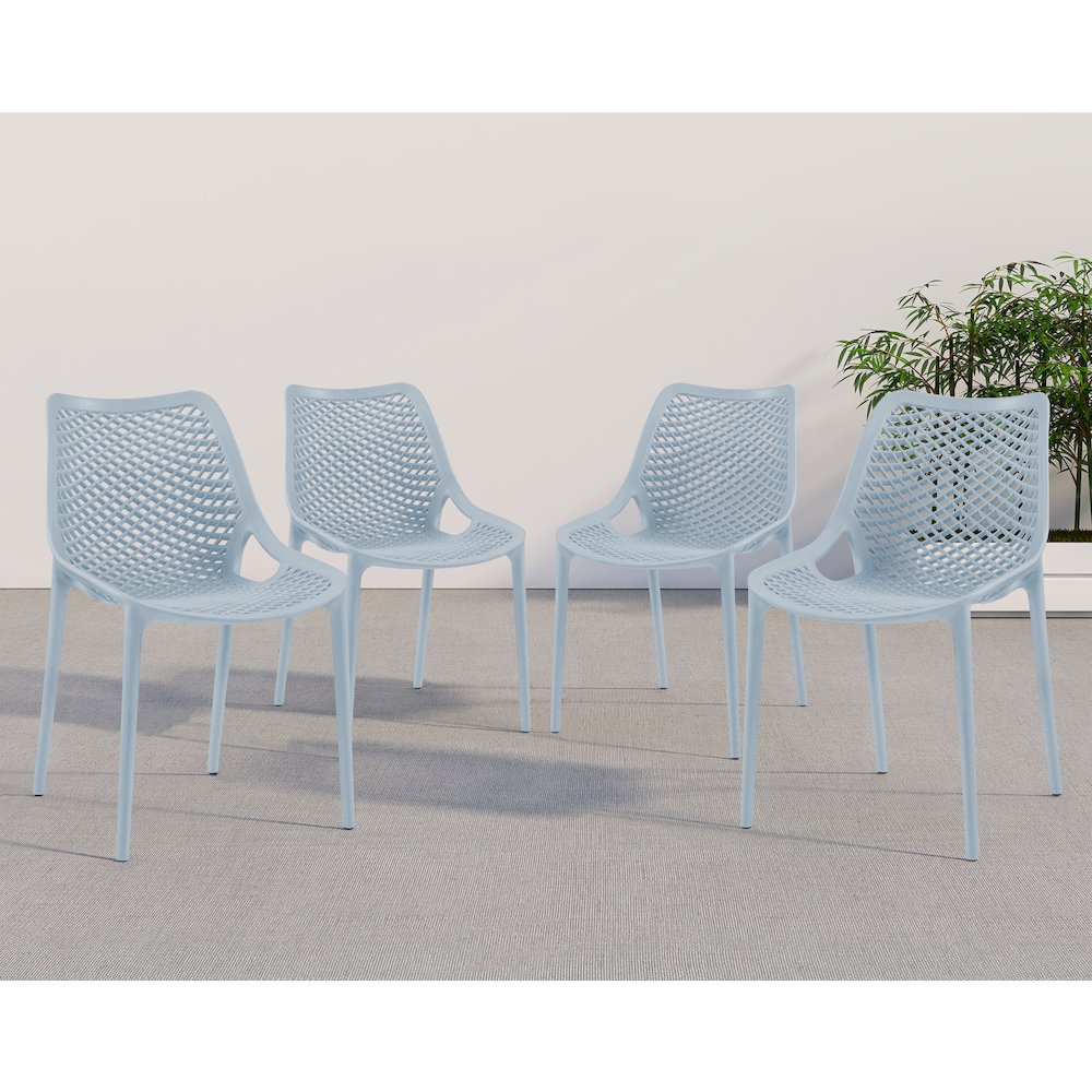 Mykonos Sky Blue Outdoor Patio Dining Chair, Set of 4