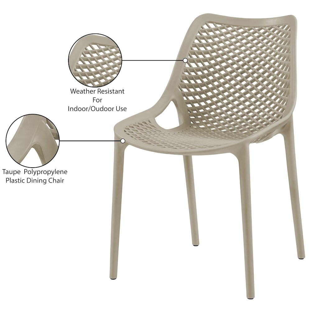 Mykonos Taupe Outdoor Patio Dining Chair, Set of 4