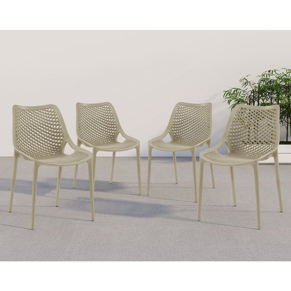 Mykonos Taupe Outdoor Patio Dining Chair, Set of 4