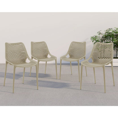 Mykonos Taupe Outdoor Patio Dining Chair, Set of 4