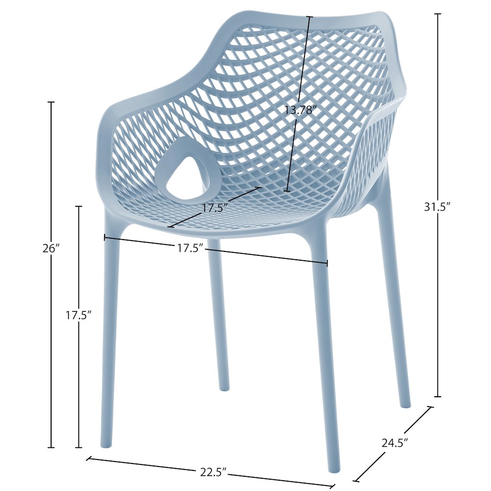 Mykonos Sky Blue Outdoor Patio Dining Chair, Set of 4