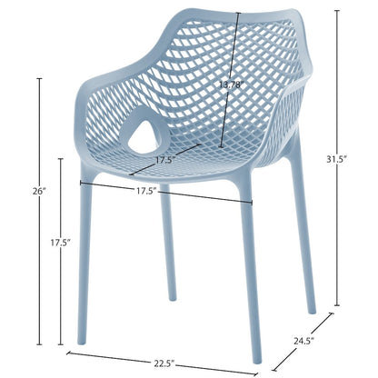 Mykonos Sky Blue Outdoor Patio Dining Chair, Set of 4