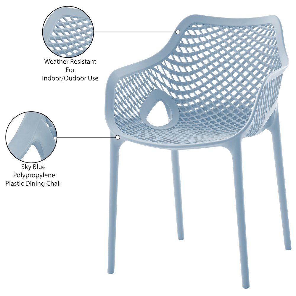 Mykonos Sky Blue Outdoor Patio Dining Chair, Set of 4